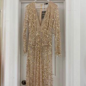 Pretty Little Thing sequin long sleeve maxi dress.